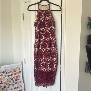 KEEPSAKE the Label Wine Lace Midi Dress